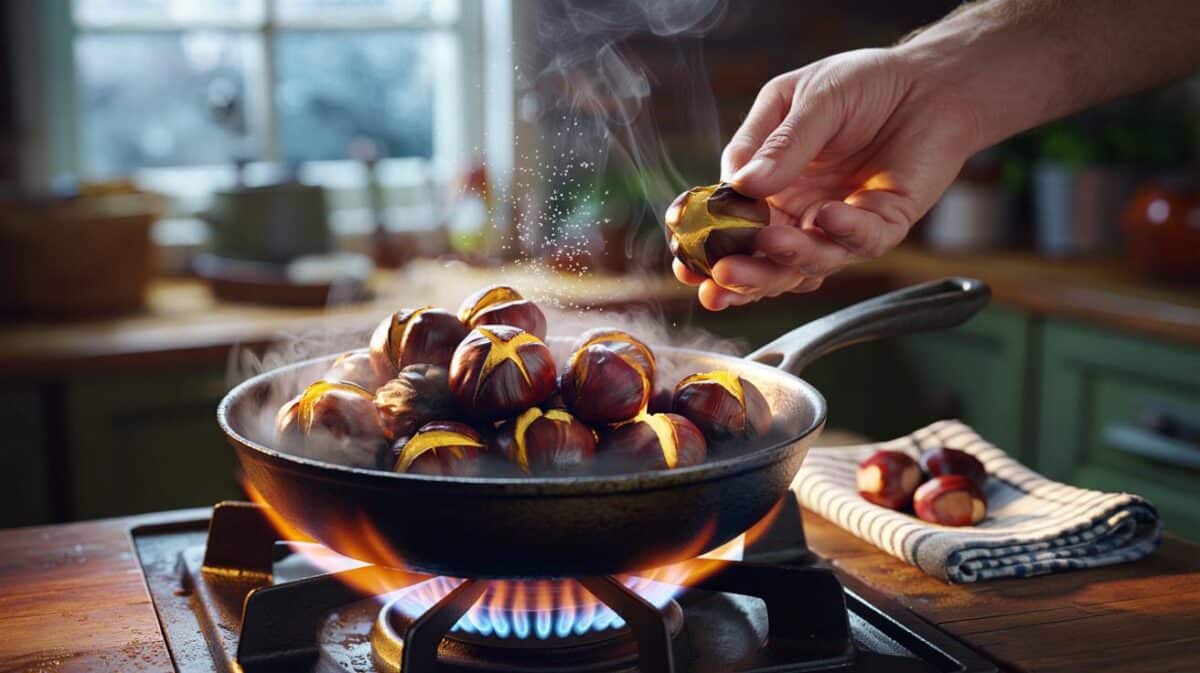 Castagne: falle in padella, in pochi minuti si sbucceranno facilmente