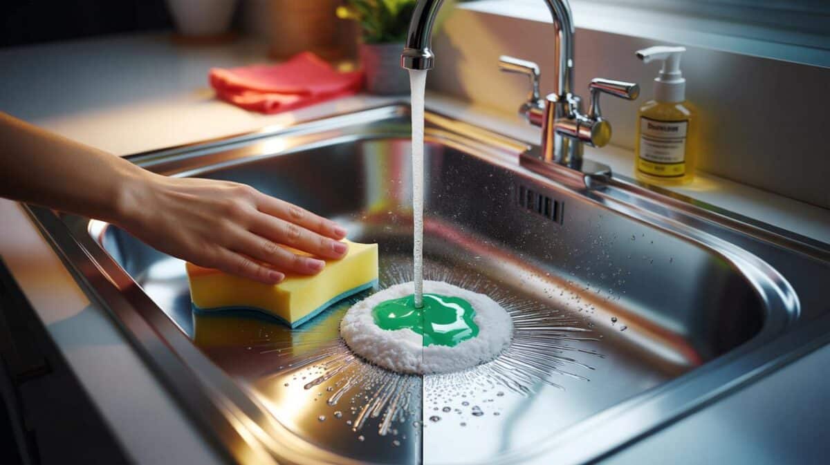 Fondo del lavandino lucidissimo: “Aggiungi un cucchiaio di questo nella spugna e torna come nuovo”