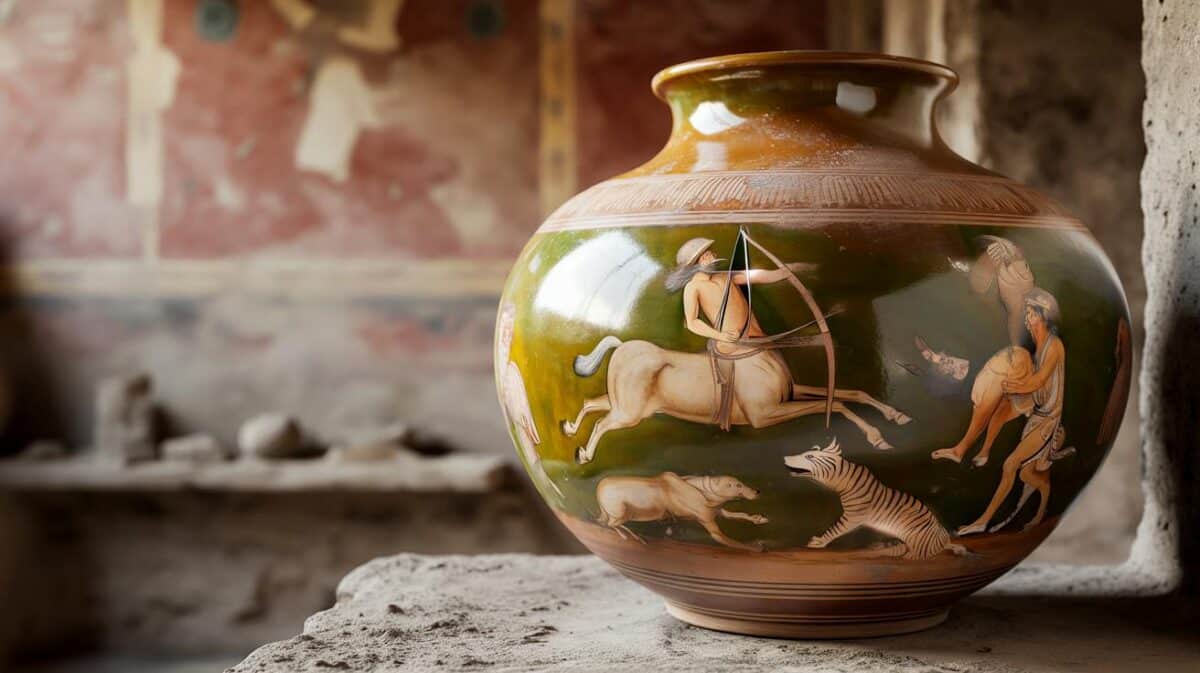 Pompei: ritrovato un vaso invetriato con scene di caccia in stile orientale