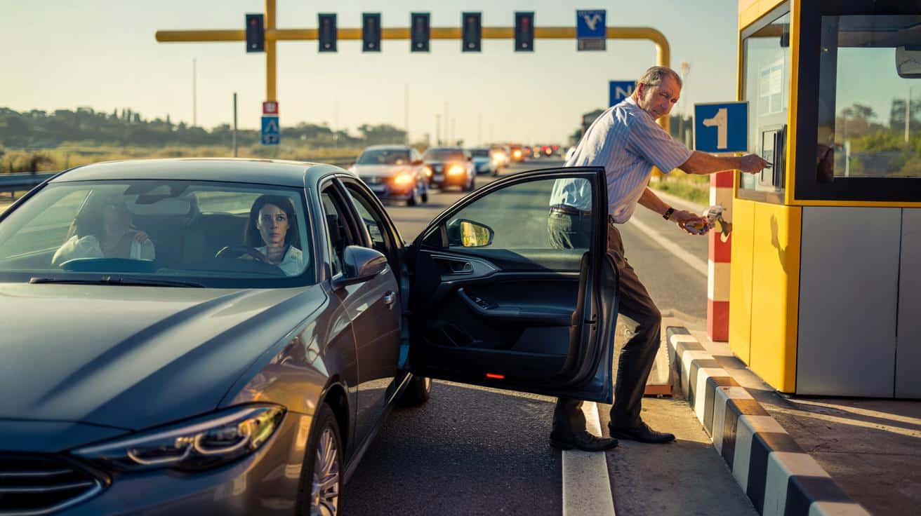 Scende dall'auto per pagare il pedaggio dell'autostrada, la vettura riparte con la moglie a bordo