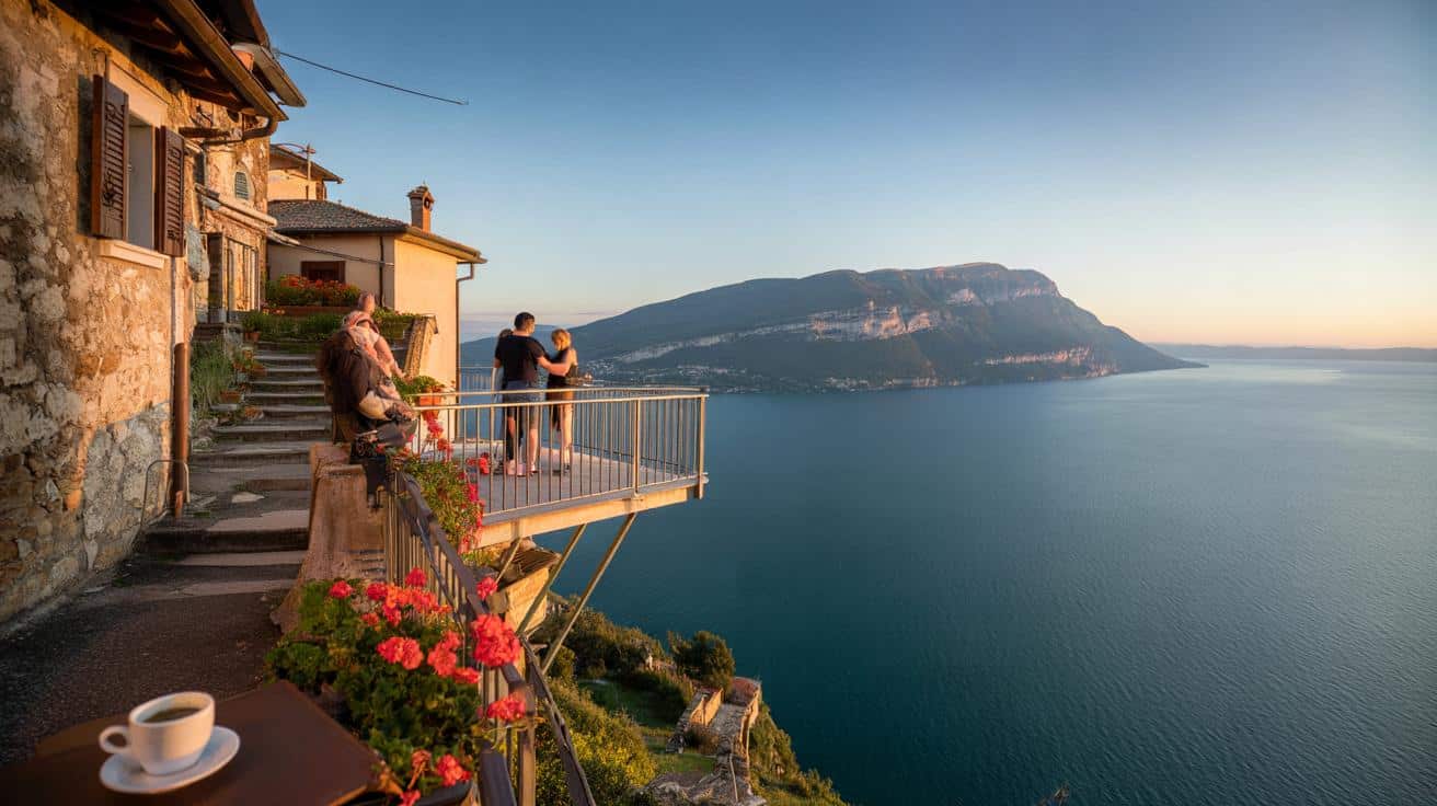 Un borgo da favola sospeso nel vuoto: la vista sul lago più bello d’Italia lascia senza fiato