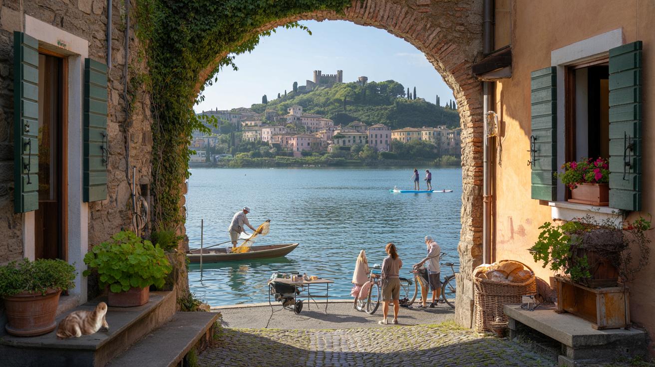 Un borgo medioevale con case di pietra e scorci sul lago: gita perfetta vicino alla capitale