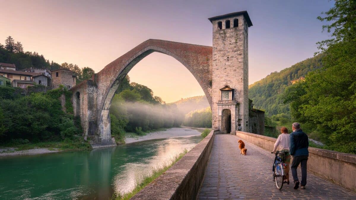 Un paesino del Piemonte con un ponte medievale unico: sembra uscito da un film