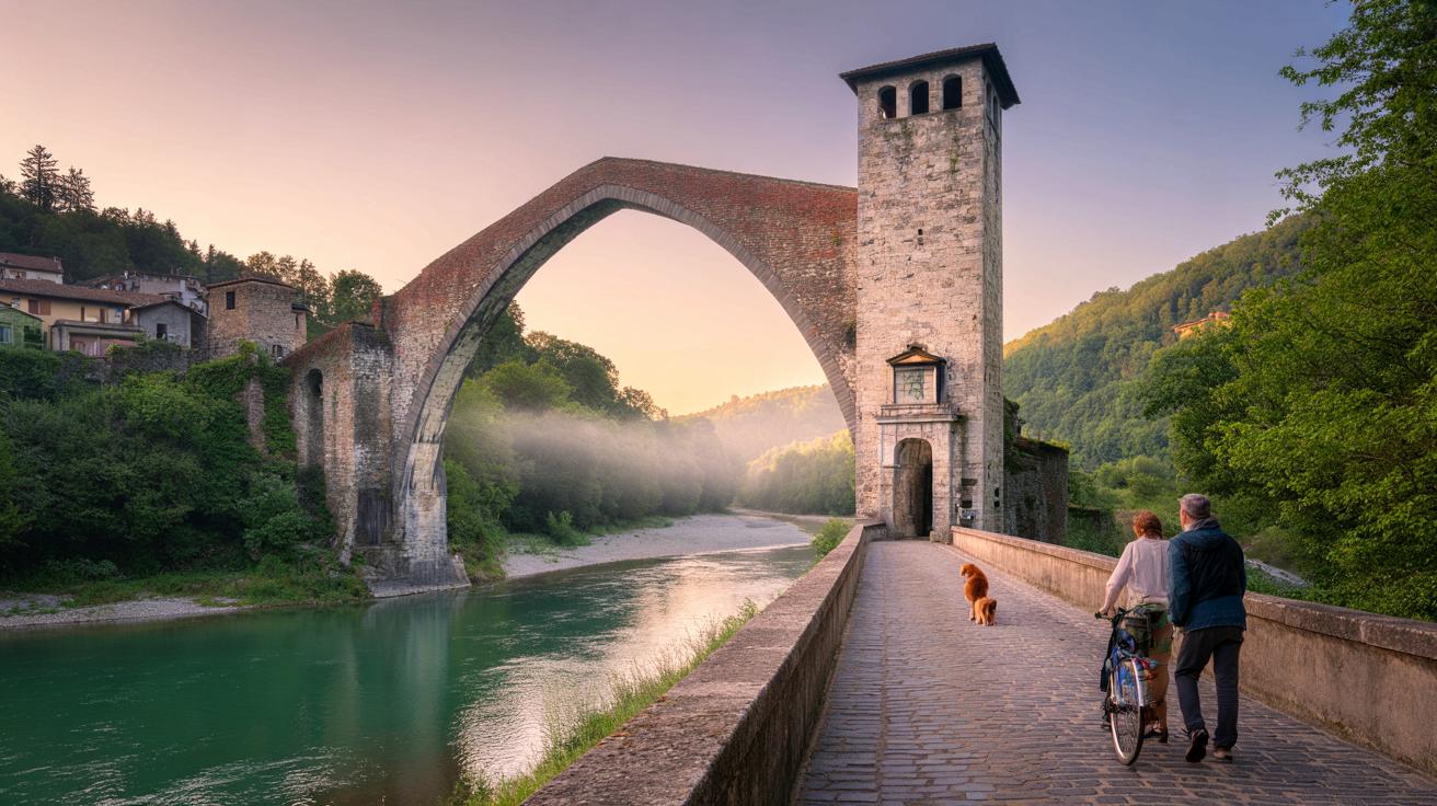 Un paesino del Piemonte con un ponte medievale unico: sembra uscito da un film