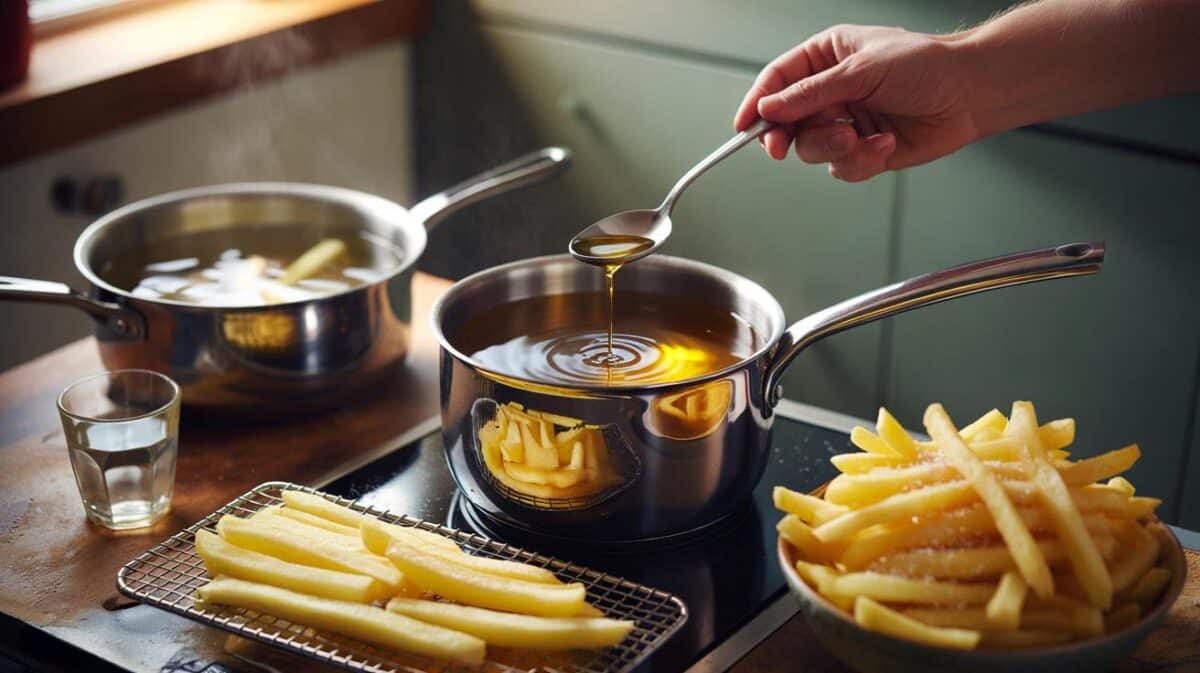 Verso un cucchiaino nell'olio caldo: patatine più croccanti